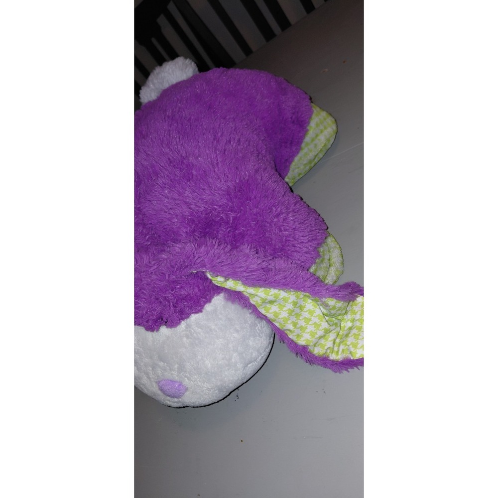 RARE Pillow Pets Bunny Rabbit Purple Green 18" Plush Toy Long Ears 2009 Pattern - Picture 3 of 8